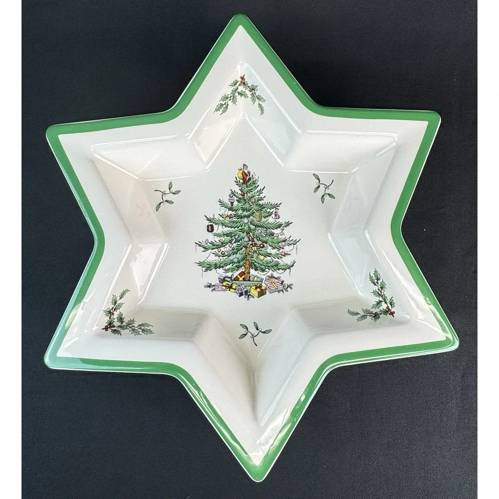 Spode Christmas Tree Star Shaped Bowl Holiday Dinnerware 12